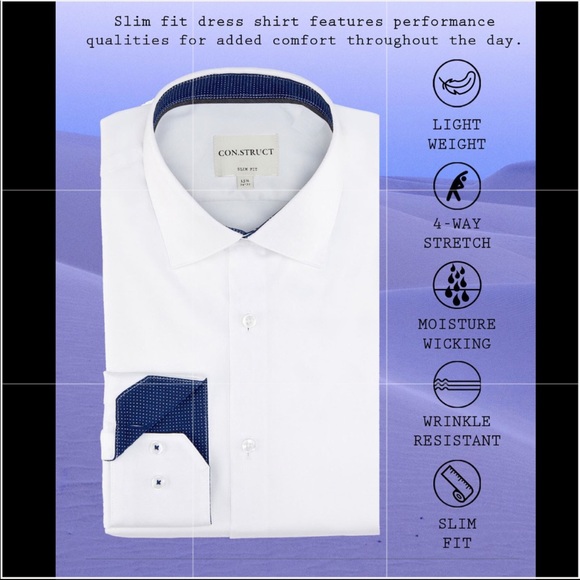 Solid Long Sleeve 4-Way Stretch Slim Fit Shirt - Picture 3 of 5